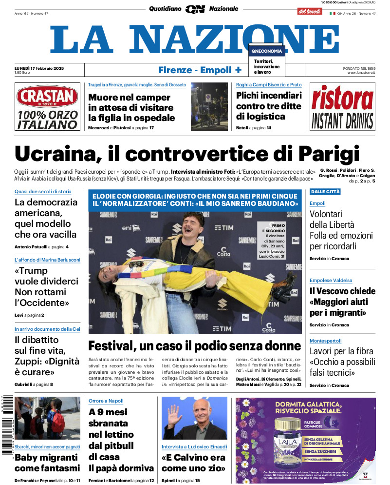 Prima-pagina-la nazione-edizione-di-oggi-20250217